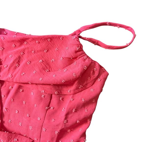 Ruched Asymmetrical Mini Shirt Dress Large Magenta Scoop Neck Sleeveless Stretch - Picture 16 of 16